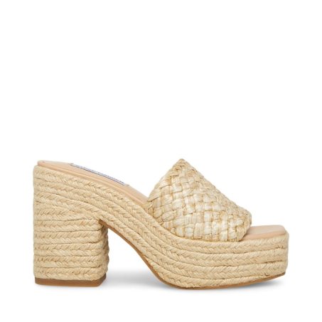 Sandalias de Plataforma Steve Madden Atlantic Raffia Mujer Beige | ES OU2340